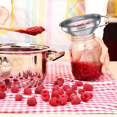 Toncoo 5-Inch Premium Stainless Steel Funnel with 200 Mesh Food Strainer, Kitchen Funnel for Bottles
