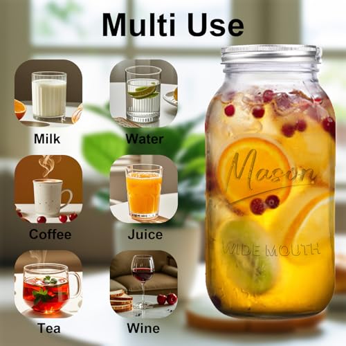 64 oz Mason Jar Wide Mouth,3 Pack Large Half Gallon Mason Jars with Airtight Lid,Big Glass Jars for Canning,Pickling,Fermenting,Storing - color: 64oz