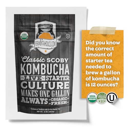 Fermentaholics ORGANIC Kombucha SCOBY With Twelve Ounces of Starter Tea - Live Starter Culture - Makes A One Gallon Batch - 1.5 Cups of Strong Mature Starter Tea - Brew Your Own Kombucha (Scoby 2-Pack) - size: Scoby 2-Pack