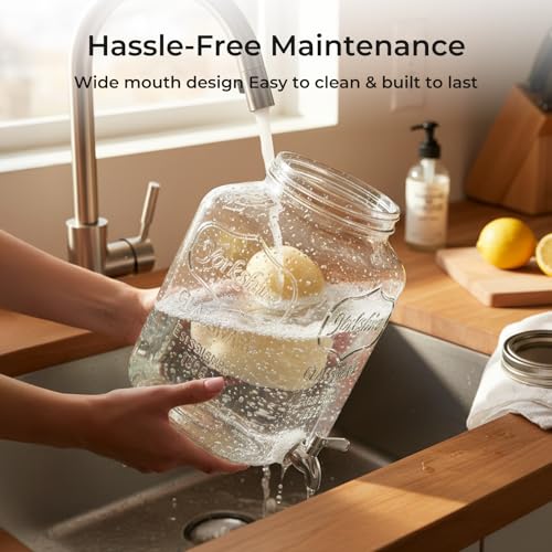 DD&HAPP 2 Gallon Glass Drinks For Parties With Stand.Stainless Steel Spigots & Metal Stand,Large Capacity Beverage Dispenser for Party,Infused Water,Iced Tea,Lemonade,Outdoor,Commercial Use. - size: 2 Gallon Double With Stand