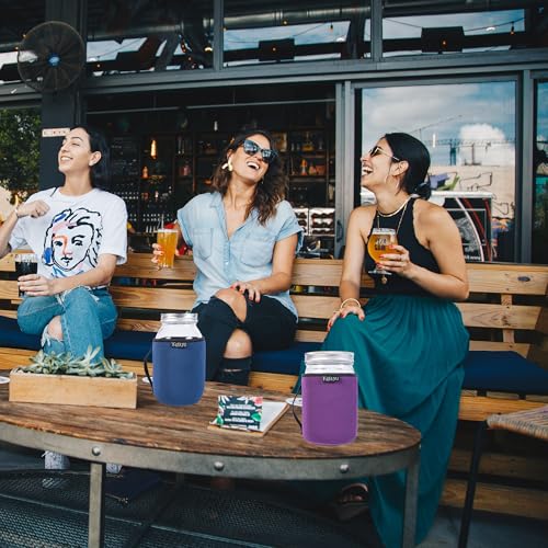 32oz Mason Jars Sleeves Neoprene 32oz Regular and Wide Mouth Mason Jar Sleeves Holder with Handle (4 colors) - color: 4 colors