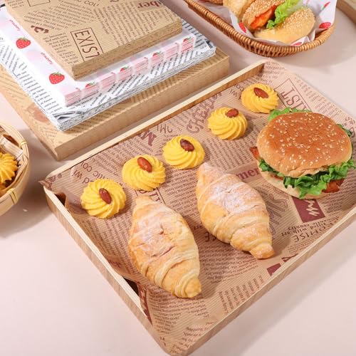 100 Sheets Wax Paper 15 x 11 Inch Greaseproof Sandwich Burger Chips Cuttable Baking Parchment Wraping Paper (Brown #4) - color: Brown #4