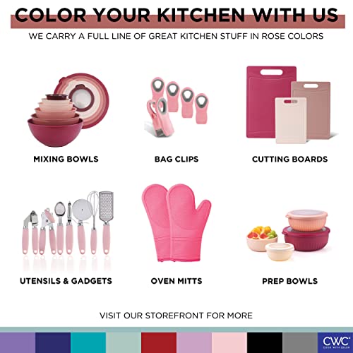 COOK WITH COLOR Kitchen Gadget Set Stainless Steel Utensils with Soft Touch Handles, 7 Pieces, Stainless Steel Pink - color: Stainless Steel Pink