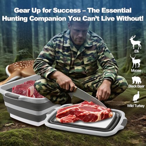 BBQ Prep Tub Collapsible with Cutting Board & Lid XXL 7.95 Gal / 66 lb Meat Marinating Basin & Barbecue Utensils - Grill Carry System - Outdoor - Gift for World Cup 2026