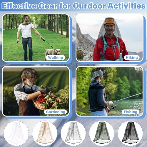 Benvo Mosquito Head Net Mesh One Piece Face Neck Fly Netting Cover from Bugs Gnats Noseeums Hat-Compatible Insect Shield for Fishing, Camping, Gardening (2pcs, Black, Upgraded Big Net) - color: Black