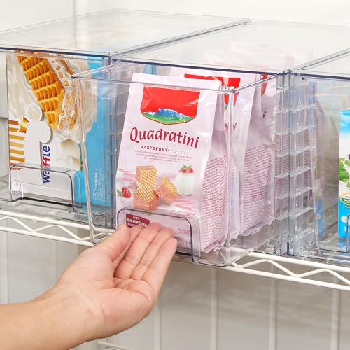 Vtopmart 2Pack Large Stackable Pantry Storage Drawers, Clear Organizer Bins with Handles, Acrylic Drawer Organizers for Kitchen, Pantry, Bathroom Undersink, Cabinet Organization and Storage - size: 2Pack 7"H