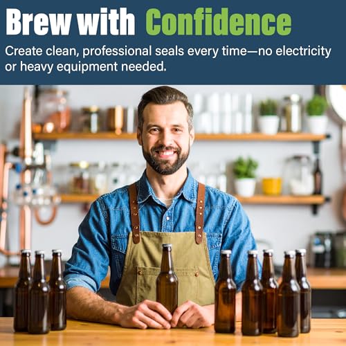 Bottle Capper Including 120 Free Caps for Home Brew Beer Making or Lemonade Glass Bottles - Easy to Cap