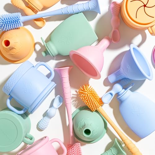 Nontoxic Silicone Funnel - Premium Food Grade - BPA & PFAS Free - Perfect for Baby Food Pouches & Breastmilk Transfer - Easy to Clean and Dishwasher Safe - Blue - color: Blue