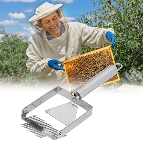 Double Honey Scraper Uncapping Fork, Strong and Pragmatic Beekeeping Tool Comfortable Handle Exquisite Workmanship Practical Beehive Equipment Suitable for Collecting (Stainless - size: Stainless steel handle double