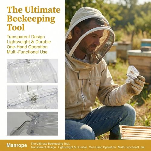 NIIIYTYB Bee Clip 2 Pcs Plastic Bee Queen Clips Transparent Plastic Cage Clips Bee Catchers Trap Box Essential Beekeepers Mark Tool for Rearing Safely Capture Store and Marking Queen Cage