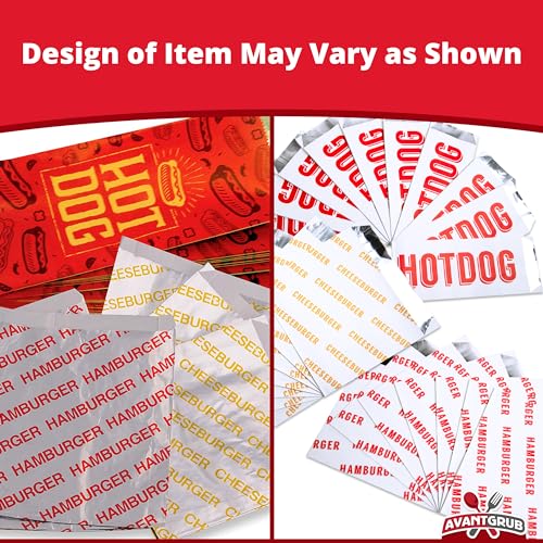 Retro, Grease-Proof Food Wrapper 75 Combo Pack. 25 Each Hamburger, Cheeseburger and Hot Dog Sturdy Bags. Heat Proof, Restaurant Grade, Allergen Friendly BBQ Foil Paper Supply for Themed Party Event