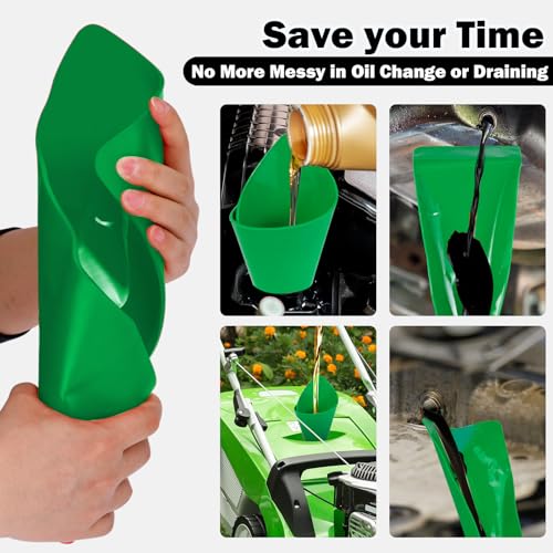 Professional-Grade Flexible Funnel for Draining Oil & Oil Change in Narrow and Awkward Places, Easy to Clean & Foldable Flex Funnels, for Lawnmowers, Motorcycles, Snowplows, Trucks, …