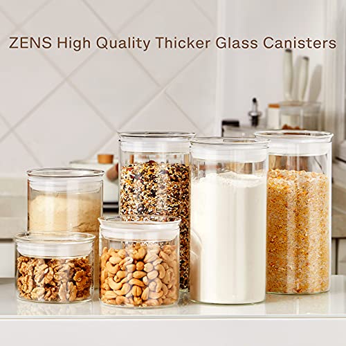 ZENS 74 fl.oz Glass Storage Containers with Airtight Lids, 2 Set 4.7in Wide Mouth Clear Food Storage Jars for Kithen Pantry Baking Flour, Clear Glass Canisters Sets for Pasta, Coffee Beans, Rice - size: 9.2-74oz 2Pack