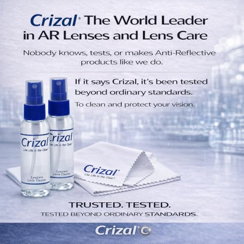 Crizal Lens Cleaning Kit – 3 Cloths +3 Solutions – Designed & Tested for AR-Coated Lenses – Complete AR Lens Care System - color: 2oz Spray W/Cloth, 3 Pack