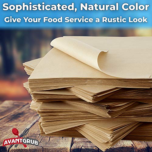 Eco Friendly, Grease Proof 12" x 12" Deli Wrap 500 Pk. Best Kraft Food Wrapping Paper Sheets for Picnic, Festival, Fair or BBQ. Perfect Liner for Tray, Basket or Boat. Quality Bulk Restaurant Supply - size: 500