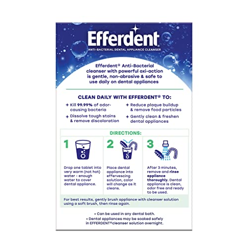 Efferdent Denture Cleaner Tablets – Dental Appliances, Aligners, Mouth Guard, and Retainer Cleaner Tablets, Minty Fresh & Clean, 90 Count (Pack of 6) - size: 90 Count (Pack of 6)
