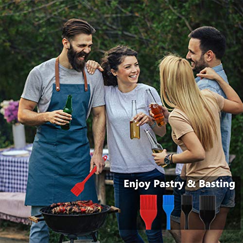 Hhyn Silicone Basting Pastry Brush Set 4 Pack Heat Resistant Spread Oil Butter Sauce for BBQ Grill Barbeque Kitchen Baking Cooking Pastries, 2 Large & 2 Small Multicolor - color: 4 Pcs Multicolor