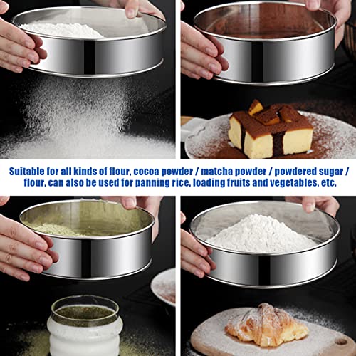 6 Pieces Stainless Steel Flour Sifter, Round Flour Sifter 40 Mesh, Premium Rustproof Flour Sieve Fine Mesh for Baking Cake Bread Pies Pastries Cupcakes(Different sizes)