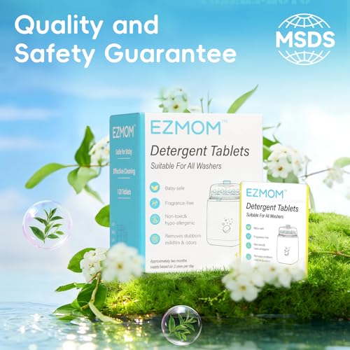 Bottle Washer Detergent Tablets, 120 Count Universal Detergent Soap Tablets, Deep Cleaning Washing Block, Compatible with All Brands of Baby Bottle Washers