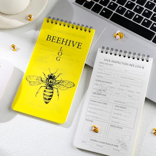 PerKoop 6 Pack Beekeeping Log Book Beekeepers Tracking Journal Beehive Log Waterproof Bee Hive Inspection Notebook Gift for Beekeepers Honey Bee Farming Tracker, 4 x 7.5 Inch