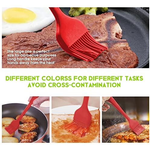 Silicone Basting Pastry Brush - Cooking Brush for Oil Sauce Butter Marinades, Food Brushes for BBQ Grill Kitchen Baking, Baster Brushes Baste Pastries Cakes Meat Desserts, Food Grade, Dishwasher Safe - color: 2 Pack - Red