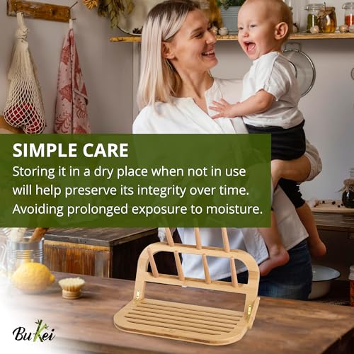 Bamboo Baby Bottle Drying Rack - Space Saving Bottle Dryer & Holder