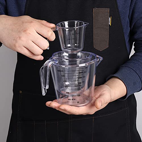 -BINGBING- Measuring Cups Set, Liquid Measuring Cups For 3 For Kitchen | BPA Free Plastic Set with Spout Multiple Measurement Scales, Cup, Ml and Oz, (Clear)
