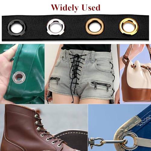 170 Sets 1/4 Inch Sewing Grommets Eyelets Stainless Steel with Washers for Shoes, Bead Cores, Clothes, Leather, Canvas, Banner (6mm Silver V2) - size: φ6x10mm