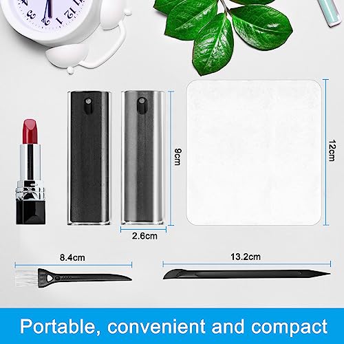 2 Pack Screen Cleaner Spray and Wipe for Laptop Monitor and Car Screens, Phone Touchscreen Mist Cleaning Kit for Cellphone, Tablet, PC, Computer, LCD, Eyeglass, iPhone, iPad, Mac Pro - Black and Grey - color: Black, Grey