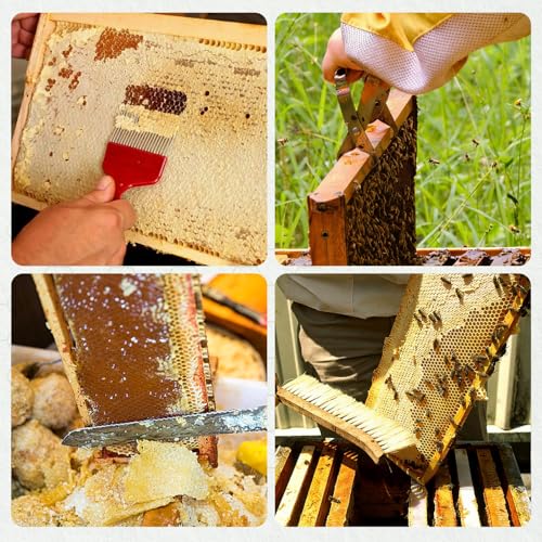 POLLIBEE 35Pcs Beekeeping Supplies Starter Kit with Bee Suit,Smoker & Frame Holder, Complete Bee Hive Tools Set with Oxford Bag for Beginner Beekeepers Men Women (XXL)