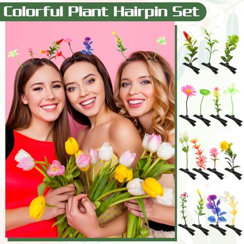 30 Pcs Bean Sprout Hair Clips Rave Mixed Style Plant Hairpins Hair Accessories for Party Irish(Lovely) - style: Lovely
