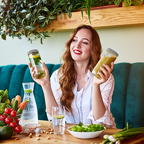 16oz Glass Juice Bottles with Lids - 6 Pack Wide Mouth Glass Water Bottles for Juices, Smoothies, Beverage Storage - Durable, Reusable, Dishwasher Safe, Glass Bottles for Juicing (Grey Caps) - color: 16oz Grey Caps