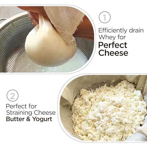 Cheese Cloths 100 Grade, 160X45 Inches - 50 Sq Feet Unbleached 100% Cotton Fabric - 5.5 Sq Yards Ultra Fine Mesh Muslin Cloth - Cheesecloth For Straining Cooking, Cheese Making, Washable & Reusable - size: 5.5 Sq Yards