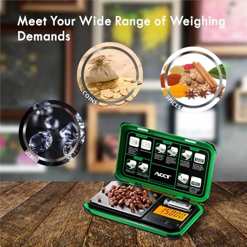 Precision Pocket Scale, 200gx0.01g Jewelry gram Scale, Digital Food Scale with LCD Display, one-Click Conversion 6 Units, Mini Scale for Kitchen/Powder/Coffee/Coins(Battery Included) - color: Green