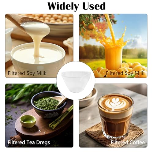 6Pcs Nut Milk Bag Bowl-Shaped Organic Cheesecloth Reusable Straining Fine Mesh Food Strainer Washable Cheesecloth for Tea Milk Juicing Almond Yogurt Coffee
