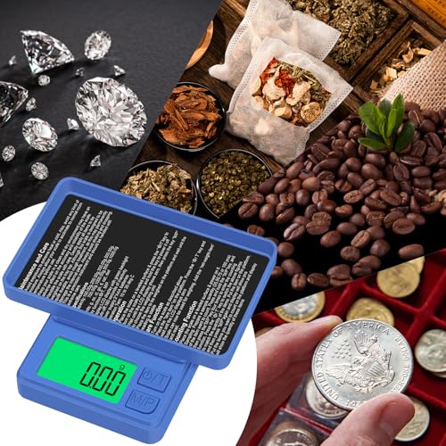 1000g/0.1g Pocket Gram Scale, Diyife High Precision Digital Kitchen Scale, LCD Display, 7 Units with Tare Function, Suit for Jewelry, Powder, Ounces, Blue - color: Blue