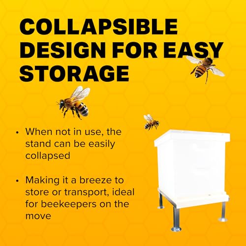 Mann Lake Universal, Collapsible Metal Hive Stand, Adjustable for 10-Frame, 8-Frame, and Old Style Bottom Boards, Elevates Hive to 8 Inches for Comfortable Beekeeping