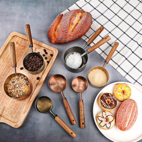 Malmo Measuring Cup with Wooden Handle, 1 Cup Titanium-plating 250 Ml Stainless Steel, Space Gray - size: 1 Cup