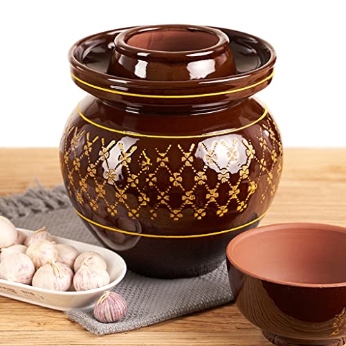 ZHOUXIAO Pickle Jar Ceramic Jar with Lid,Traditional Chinese Fermentation Kit Crock with Water Seal Airlock Lid, Fermentation Jar for Kimchi,Sauerkraut,Kombucha Jar 5KG