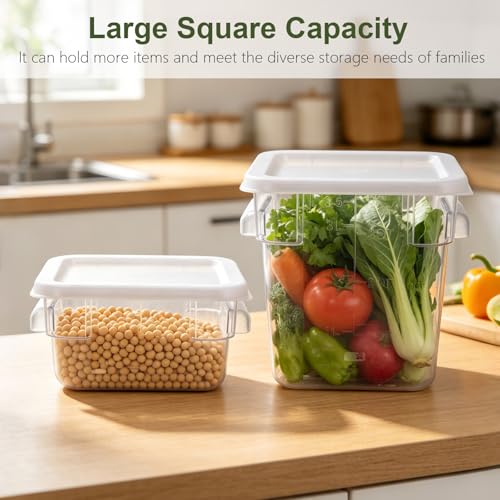 4-Piece Dough Fermentation Buckets with Lids, Baking Storage Container, Clear Plastic Stackable Container with Dual-handle for Kitchen Restaurant & Pantry Organization - color: Square
