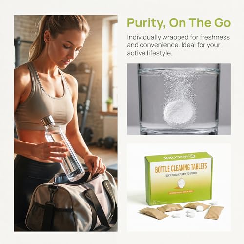 Water Bottle Cleaning Tablets (36 Count) - Deep Clean & Odor Removal for Tumblers, Travel Mugs & Hydration Bladders - No Scrubbing, Removes Coffee & Tea Stains