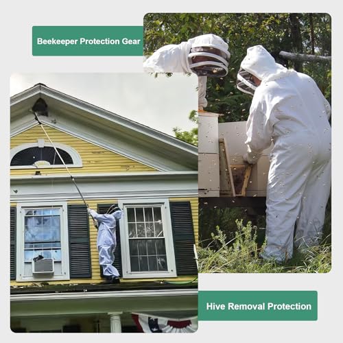 Beekeeping Suit for Men & Women – Full Body Sting Resistant Bee Suit with Detachable Veil, Breathable Cotton Blend & Goatskin Gloves for Beekeeping and Honey Harvesting (M for 4'11"-5'3") - size: M for 4'11"-5'3"