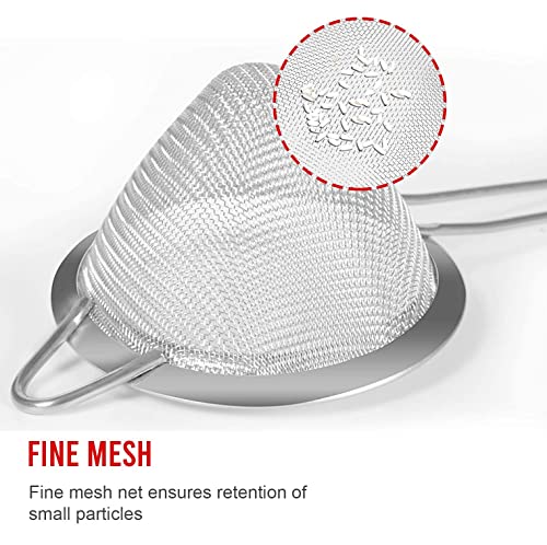 Set of 2 Stainless Steel Mesh Strainers for Kitchen - 5.5 inch Round Fine Mesh Strainer & 3.4 inch Conical Strainer Fine Mesh - Ideal to Sieve Pasta Noodles, Quinoa, Tea, Coffee, Juices, Flour - size: 5.5 inch & 3.4 inch