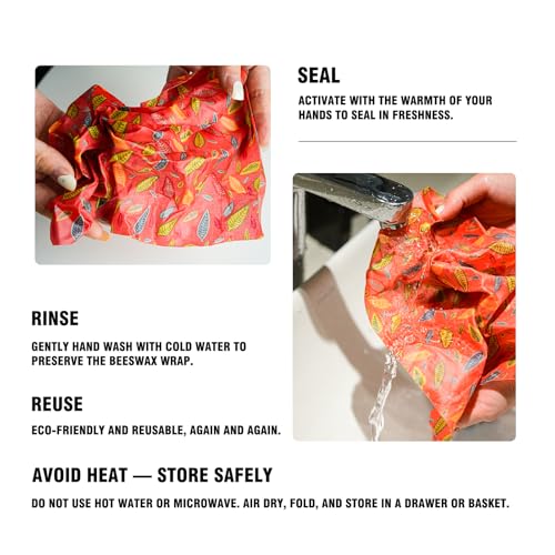 Reusable Beeswax Food Wraps - 6 Pack Blossom pattern (3S,2M,1L) for Homemade Bread Storage, Sandwich Wrap & Bowl Covers | Alternative to Aluminum Foil | Biodegradable, Organic, Zero Waste - color: 6 Pack - Blossom Harmony