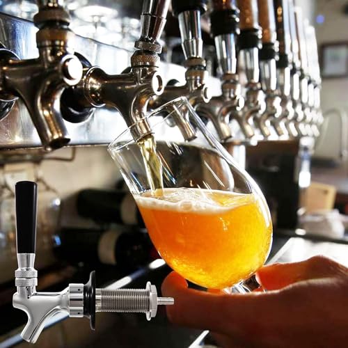 3" Shank Draft Beer Faucet Kit - Stainless Steel Core, Chrome Plated, Leak-Proof Beer Tap with 1/4" Barb for Keg Line Nipple Keg Faucet Shank for Homebrew Kegerator Tap Handle+ Cover - size: 3" Shank