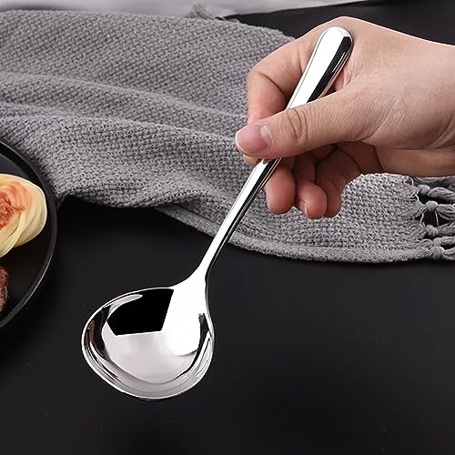 2pcs Soup Serving Ladle Small Soup Spoon Stainless Steel Gravy Soup Spoon Kitchen Utensil Cooking Long Handle Soup Spoon, Long 6.69inch+8.07inch(sliver)