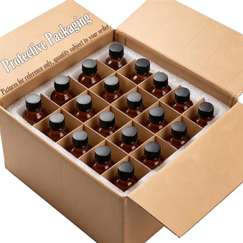 36 Pack 2oz Amber Glass Bottles with Lids, 60ml Boston Bottles with Caps for Personal Care & Beauty Travel, Industrial Lab, Sample, Essential Oils, Potion, Whiskey, Spice - color: Amber, size: 2oz-36P