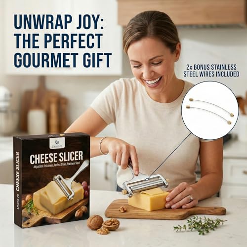 Wire Cheese Slicer for Block Cheese, with 2 Extra Wires, Adjustable Hand-Held Cheese Cutter for Mozzarella, Cheddar, Gruyere (Silver) - color: Silver with 2 Extra Wires