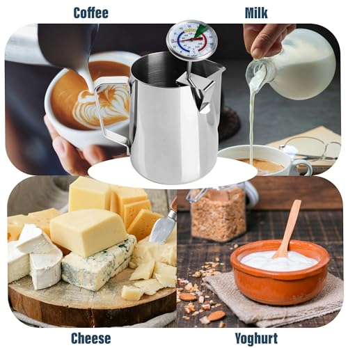 Milk Thermometer and 600ml Milk Frother Jug for Perfect Barista Style Coffee Making Great for Frothy Latte Cappuccino | Ideal for Perfect Barista Style Coffee Making Great for Frothy Latte Cappuccino