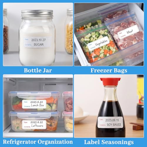 Thboxes 2 Rolls 600 Pieces Removable Freezer Labels, 1 x 3 Inch Food Labels Stickers for Refrigerator and Freezer Food Labeling, Dating Containers, Bags and Jars - color: 600 Pcs Red & Blue